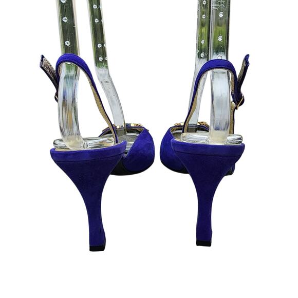 St. John Two Tone Suede Leather Buckle Ankle Strap Heels 7 - Picture 5 of 9